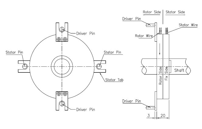 360 ° Rotating PCB Slip Ring Ultra Thin 6mm With Silver Plated Copper Lead Wire