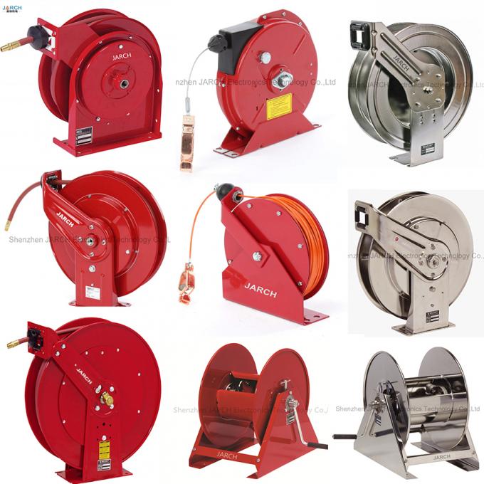 Metal Retractable Hose Reel Multi Positional Guide Arm Facilitates