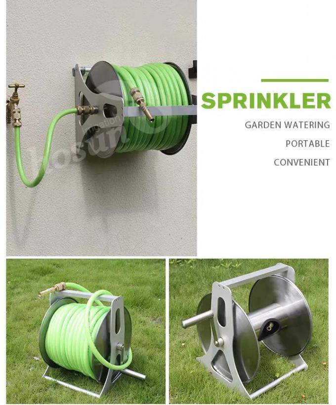 Metal Connector 5/8" Wall Mounted Water Hose Reel 50m watering hose