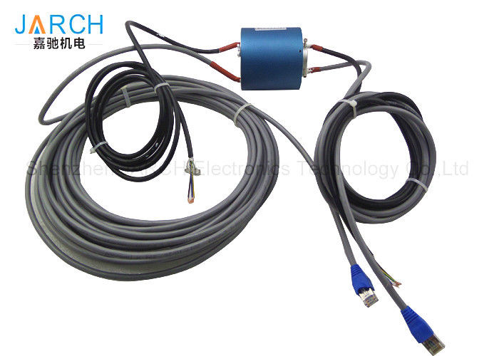Ethernet slip ring electrical with 1 channel  , Power / signal through bore slip ring Max Speed:500RPM