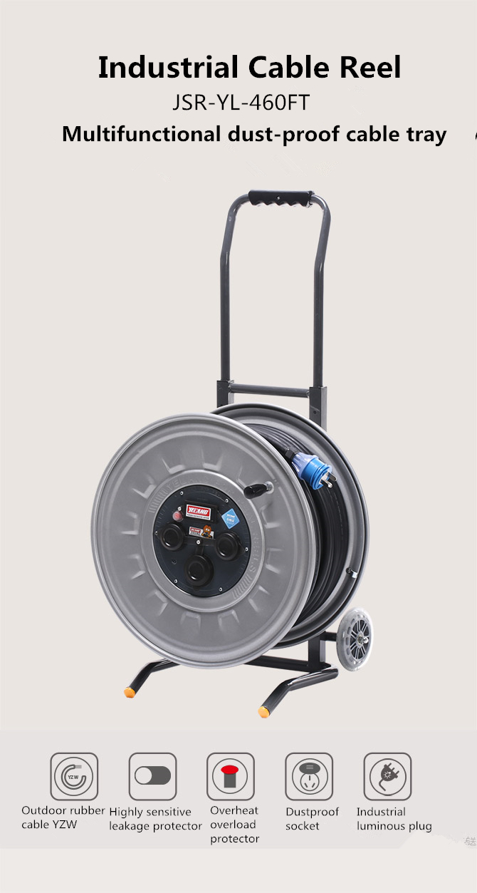Waterproof Retractable Hose Reel , Cable Reel Drum For Industrial Equipment